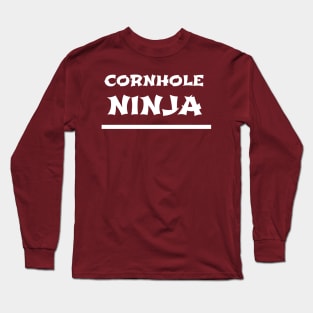 Cornhole Ninja Beanbag Toss Design Long Sleeve T-Shirt